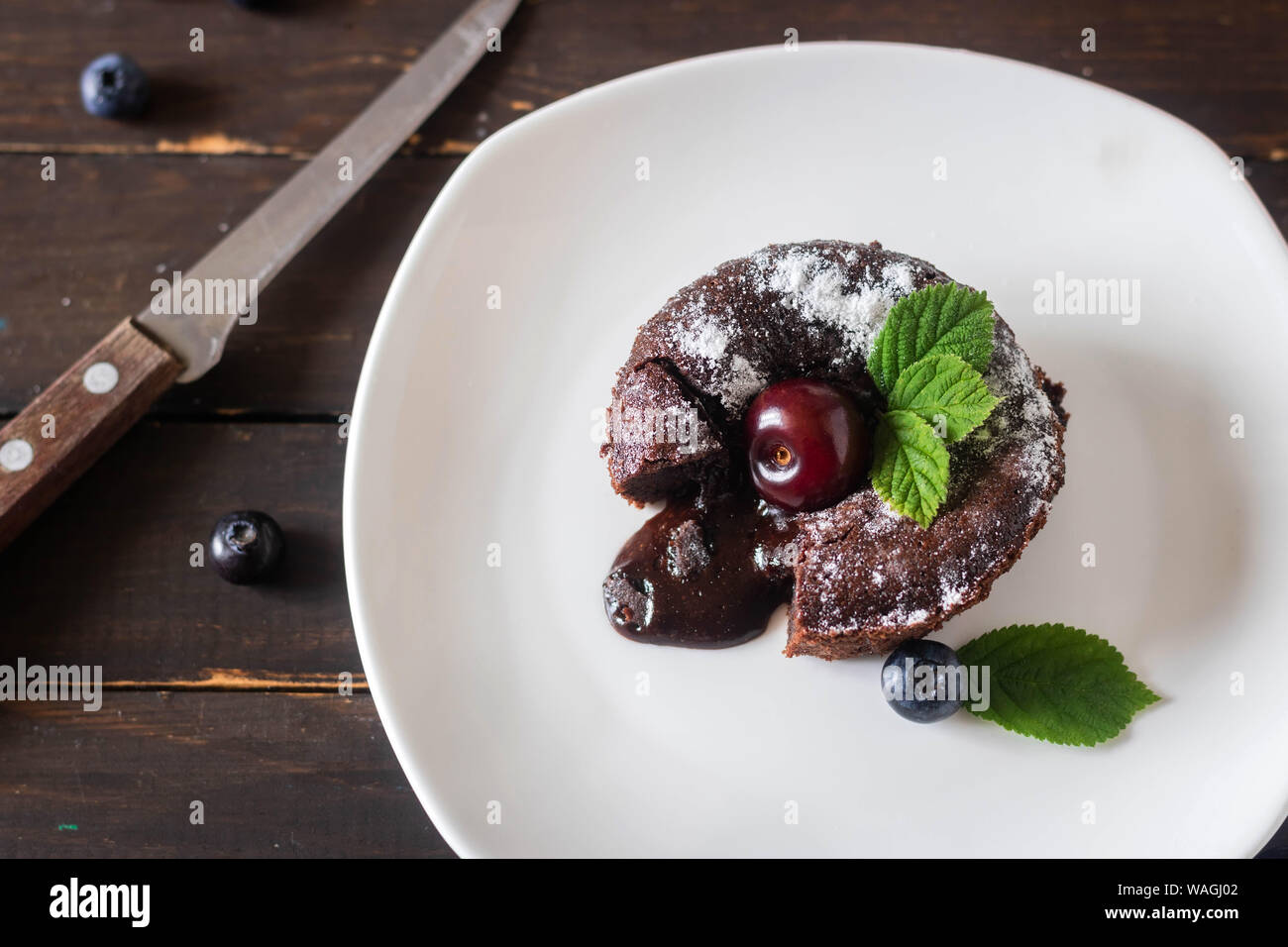 Chocolate fondant a traditional french chocolate cake with liquid