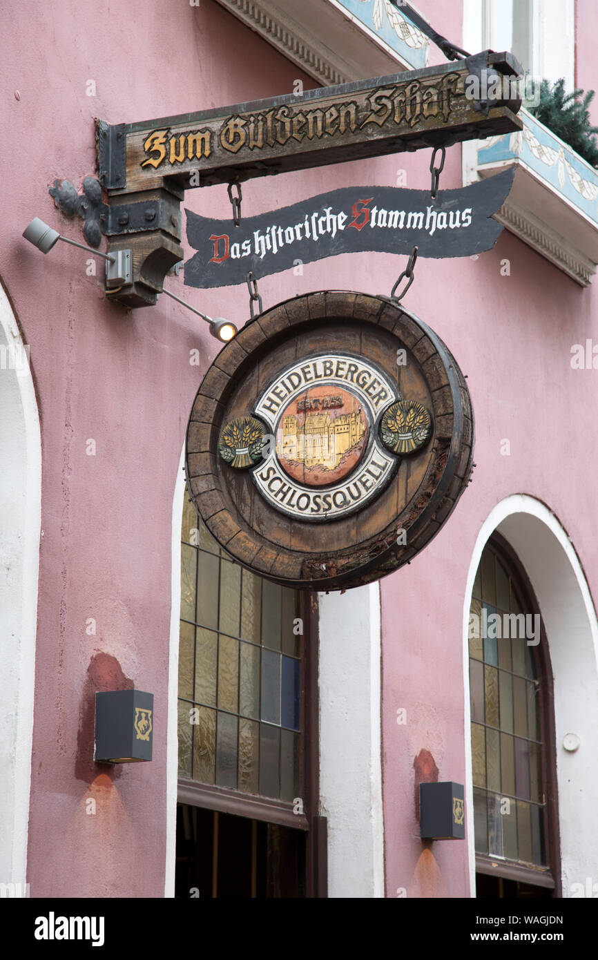 Zum Guldenen Schaf Restaurant Sign, Heidelberg, Germany Stock Photo - Alamy