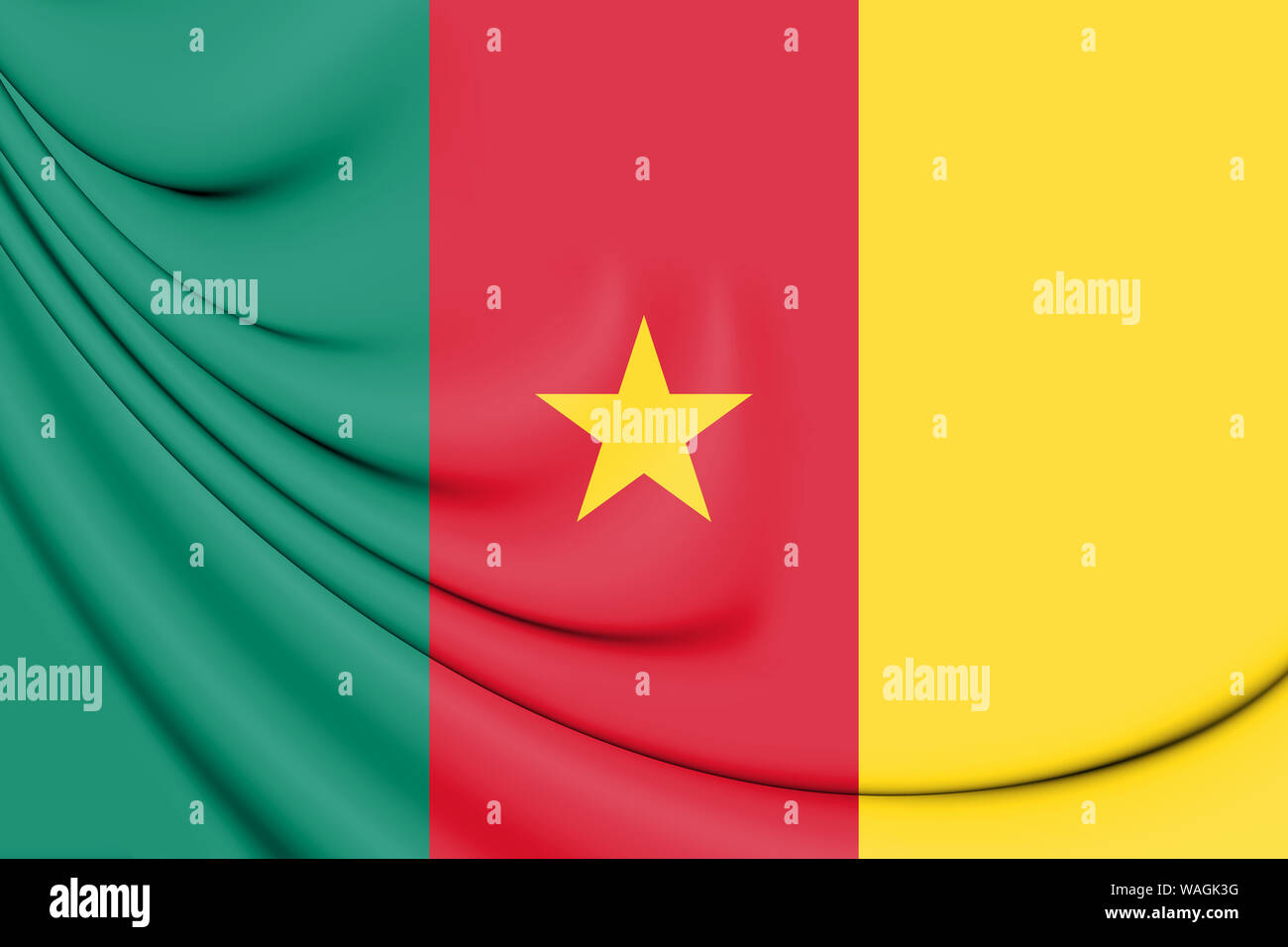 3D Flag of the Cameroon. 3D Illustration. Stock Photo