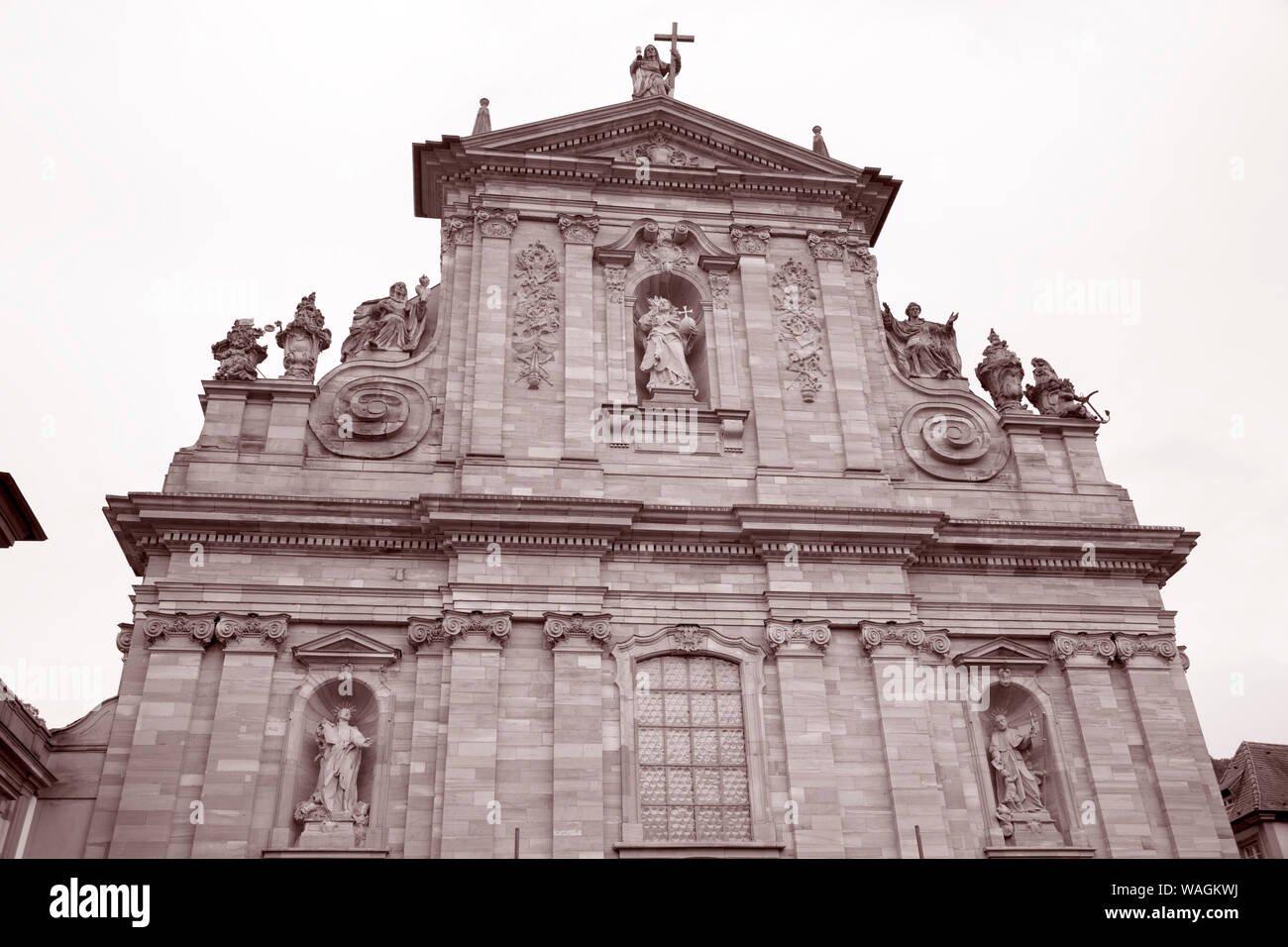 Jesuit Church; Heidelberg; Germany in Black and White Sepia Tone Stock Photo