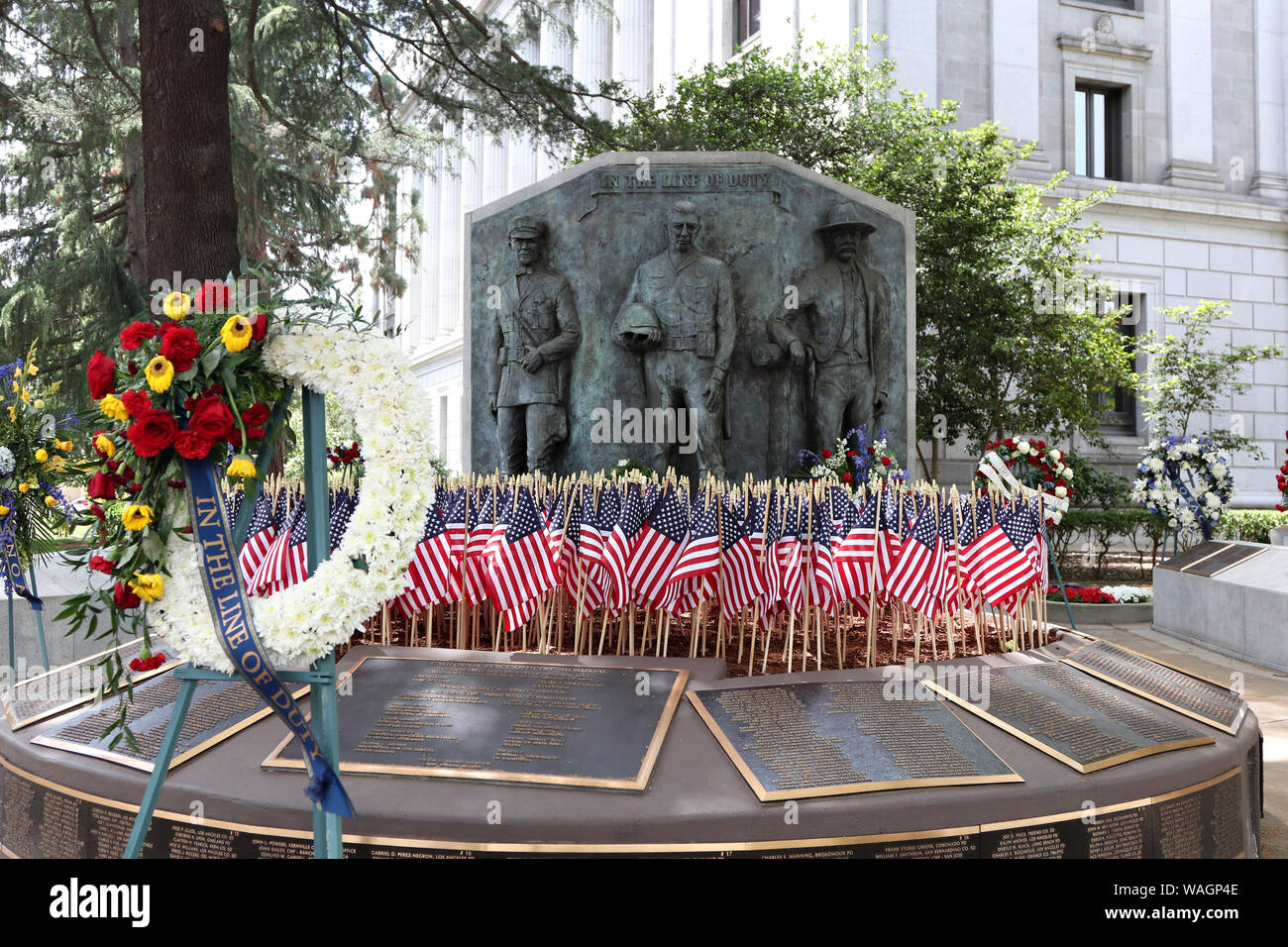 Monument to fallen first responders in Sacramento California Stock Photo