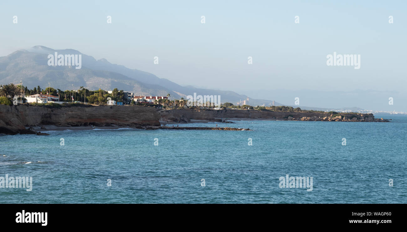 Panoramic view of Vinaròs (Vinaroz) coastline in Castellón, Spain Stock Photo