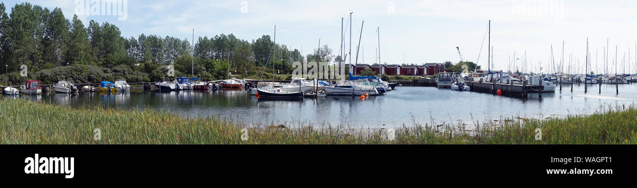 RONDE, DENMARK - CIRCA JULY 2019 Marina near Studstru power station Stock Photo