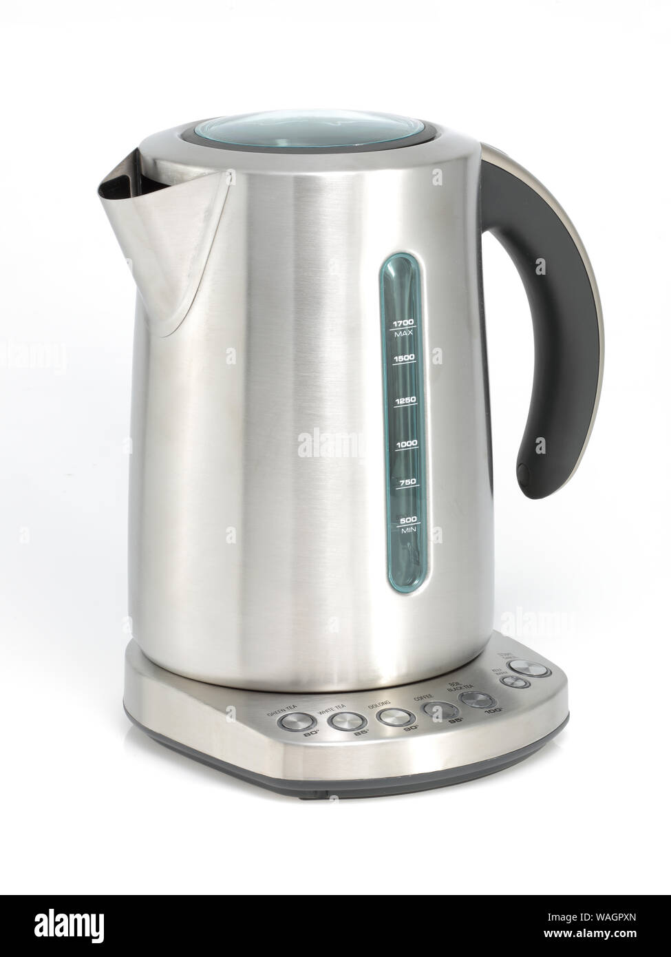 A stainless steel kettle isolated on white with clipping path Stock Photo