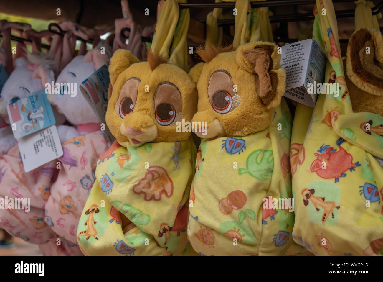 Orlando, Florida. August 14, 2019. Simba plushies at Animal Kingdom (89) Stock Photo