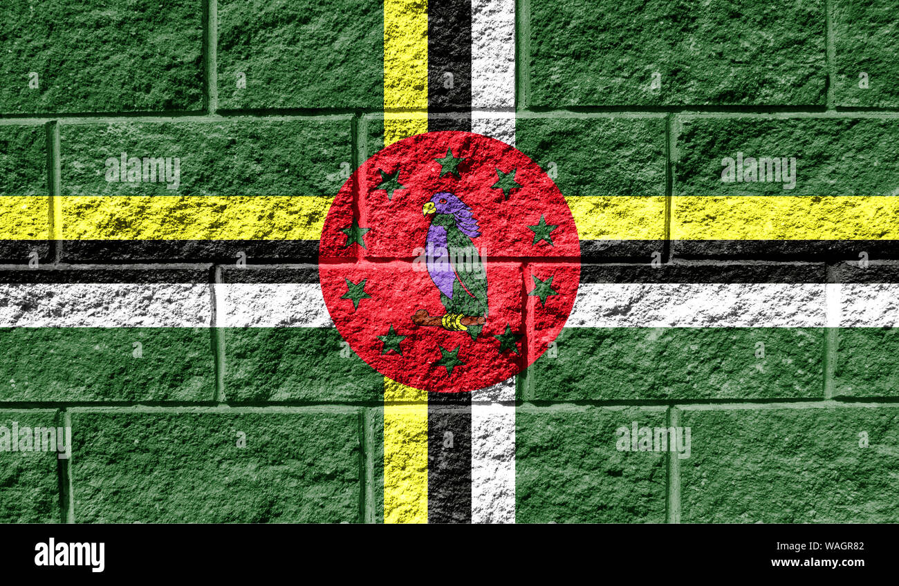 Flag of Dominica close up painted on a cracked wall Stock Photo - Alamy