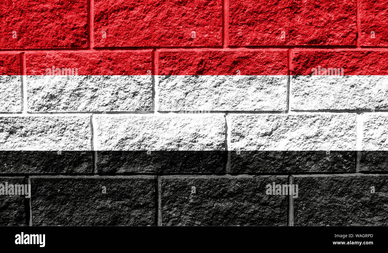 Flag of Yemen close up painted on a cracked wall Stock Photo - Alamy