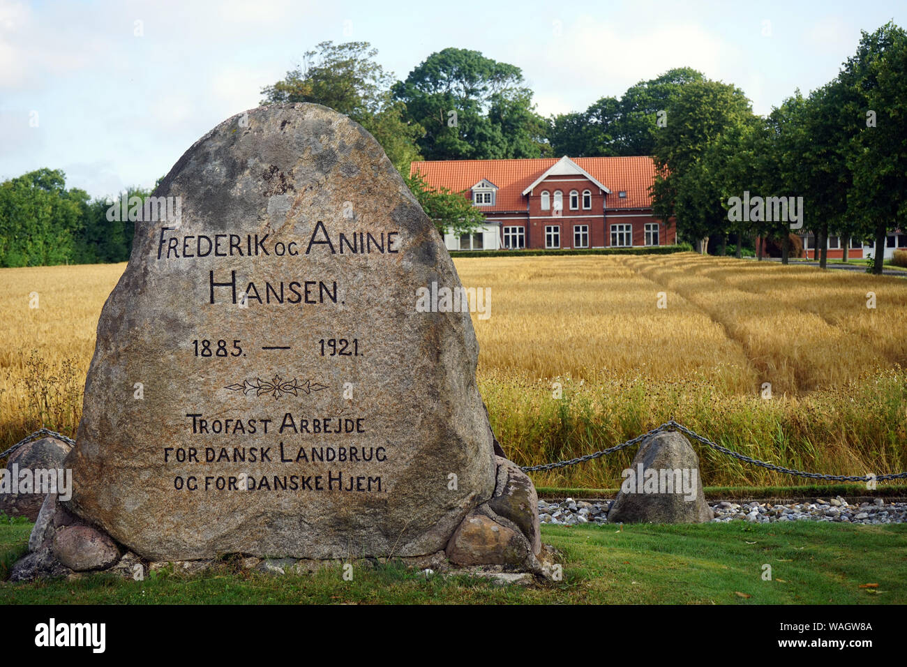 ASKOV, DENMARK - CIRCA JULY 2019 Monument of Frederik and Anine Hansen. Stock Photo