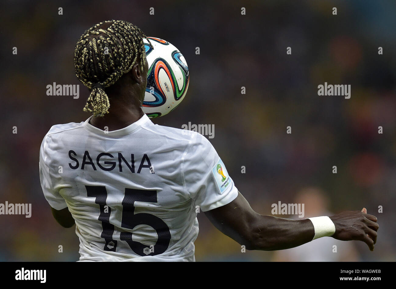 Rio de Janeiro, June 25, 2014. Soccer player Sagna, during the soccer match Ecuador vs France for the 2014 World Cup at the Maracanã Stadium in Rio de Stock Photo