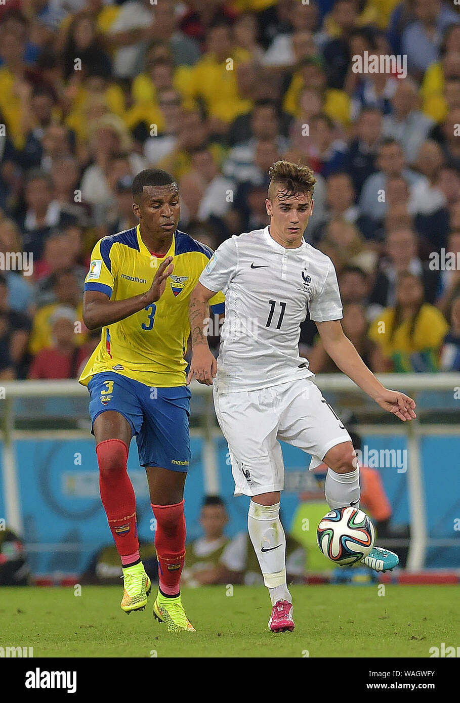 Rio de Janeiro, June 25, 2014. Football player Griezmann, during the Ecuador-France football match for the 2014 World Cup at the Maracanã Stadium in R Stock Photo