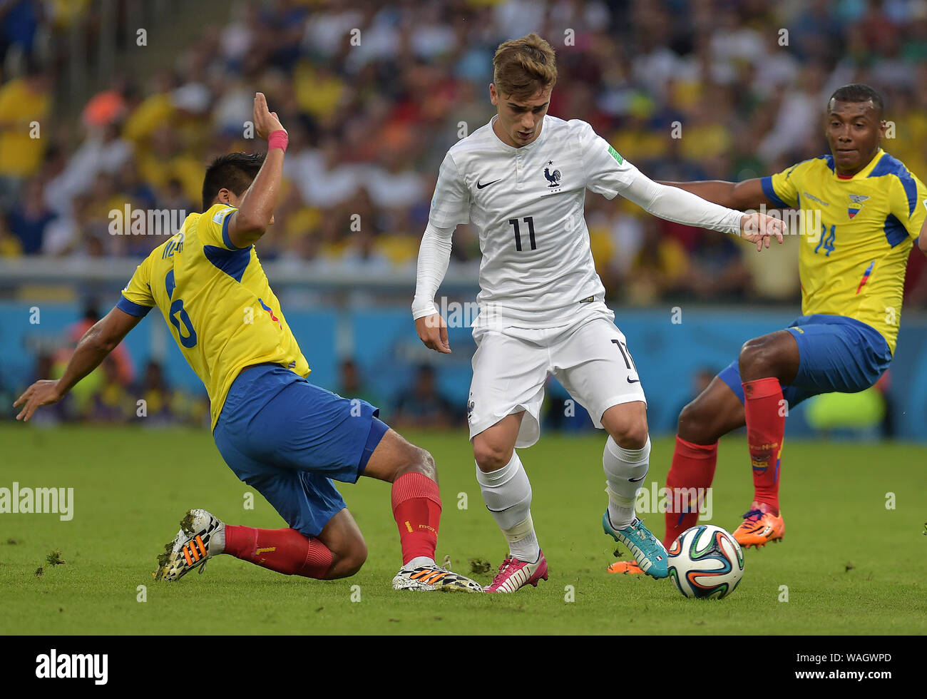 Rio de Janeiro, June 25, 2014. Football player Griezmann, during the Ecuador-France football match for the 2014 World Cup at the Maracanã Stadium in R Stock Photo