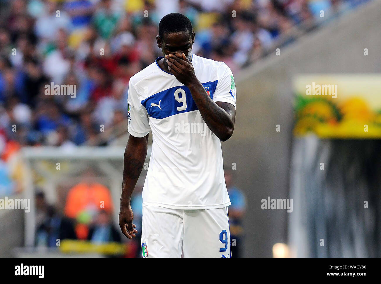 Rio de Janeiro, Brazil, June 16, 2013. Player of Italy's Balotelli squad during the Mexico vs Italy match for the Confederations Cup at Maracana Stadi Stock Photo