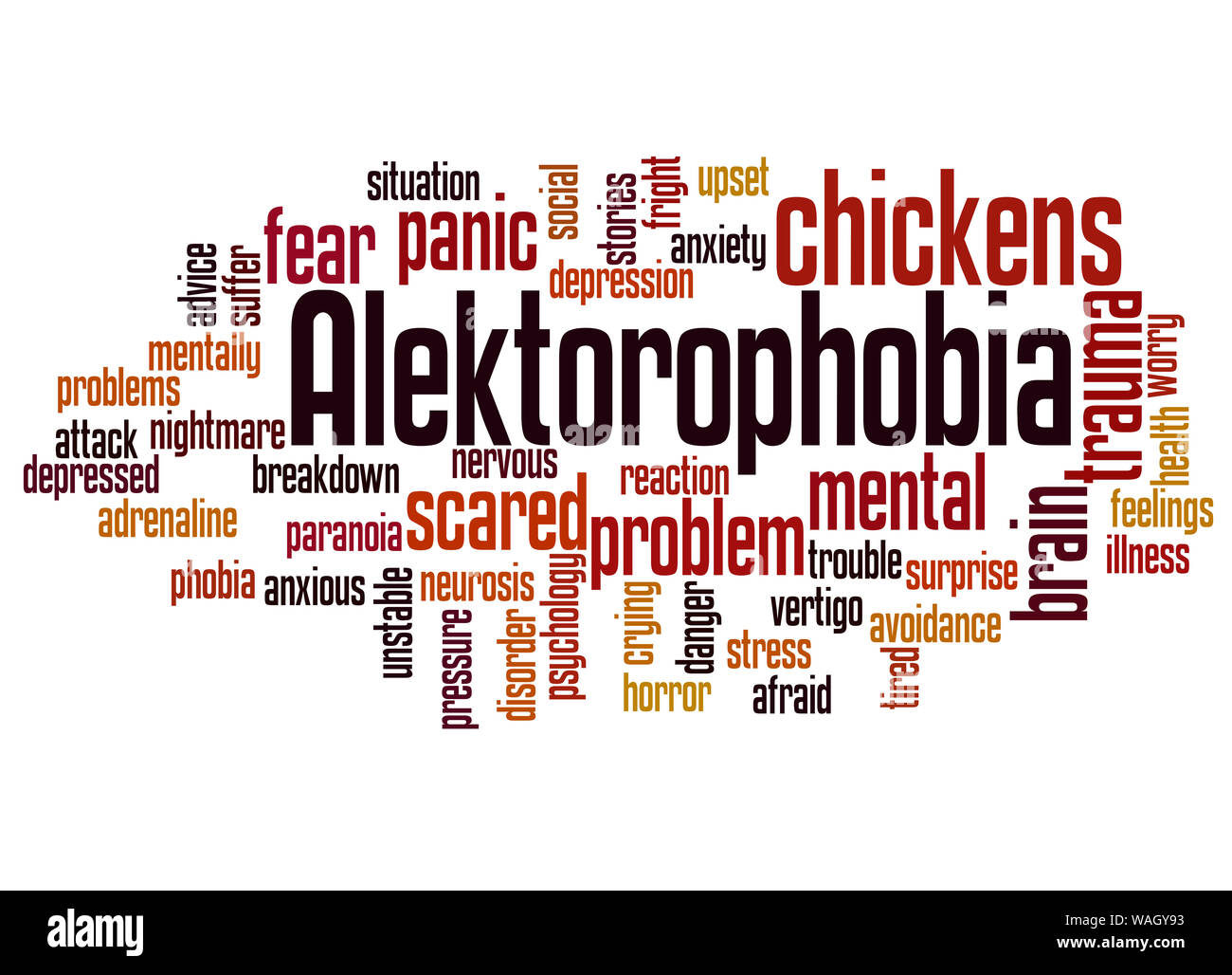 Alektorophobia fear of chickens word cloud concept on white background Stock Photo Alamy