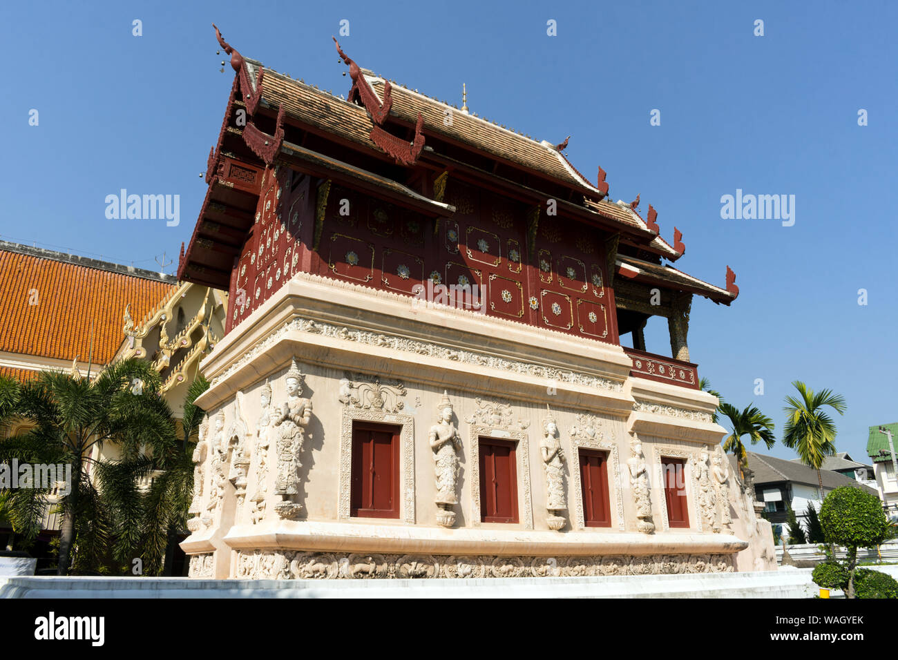 Hor Trai Library at Wat Phra Singh Temple, Chiang Mai, Thailand Stock Photo