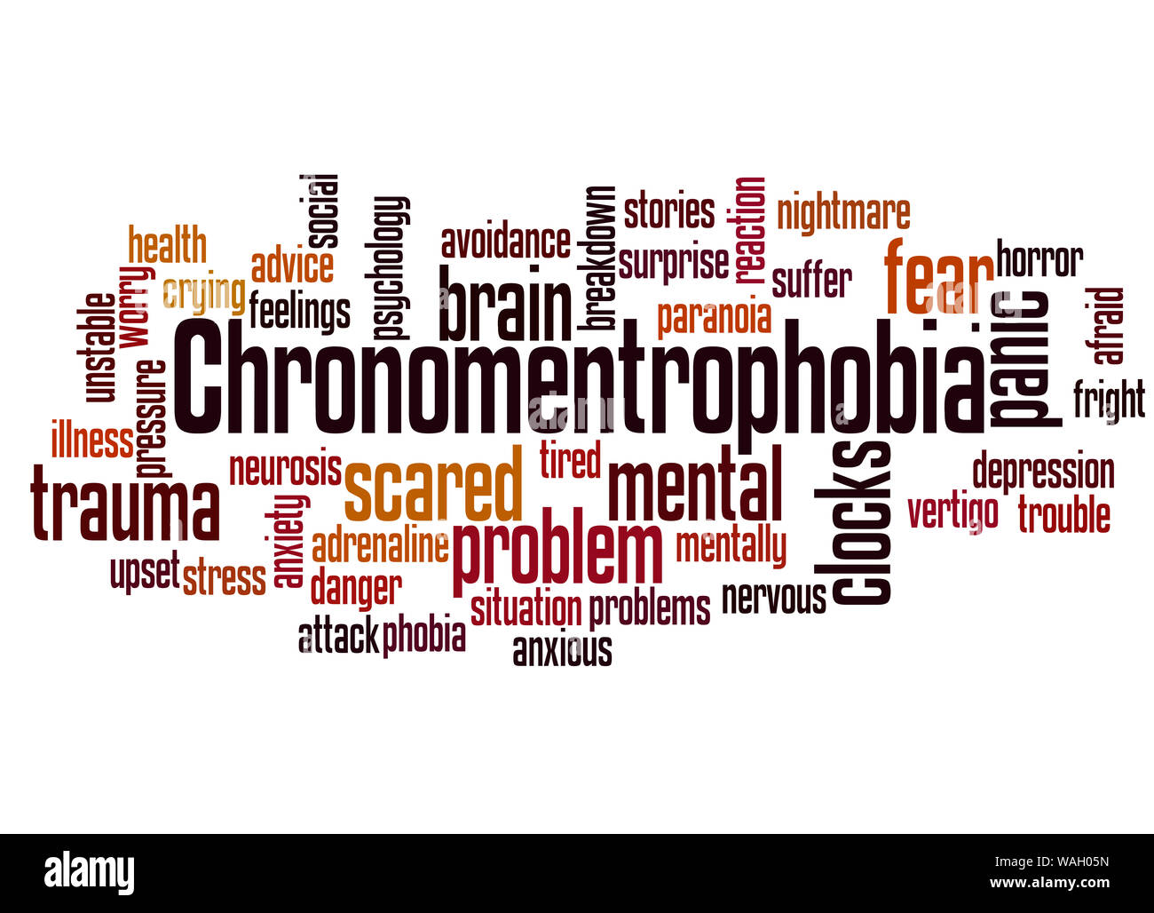 Chronomentrophobia fear of clocks word cloud concept on white background Stock Photo Alamy