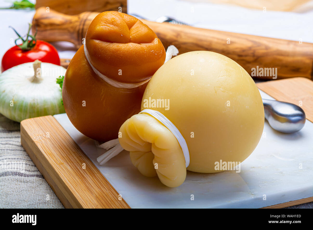 Cheese collection, Italian provolone or provola caciocavallo hard and