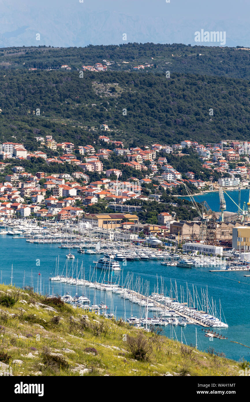 Trogir, Croatia. Aerial overivew of the old city. Stock Photo