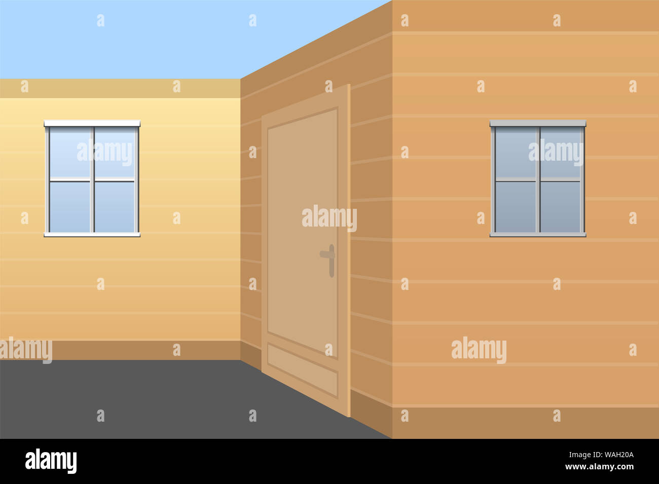Optical illusion of relative size perception. The two windows are exactly the same size. However