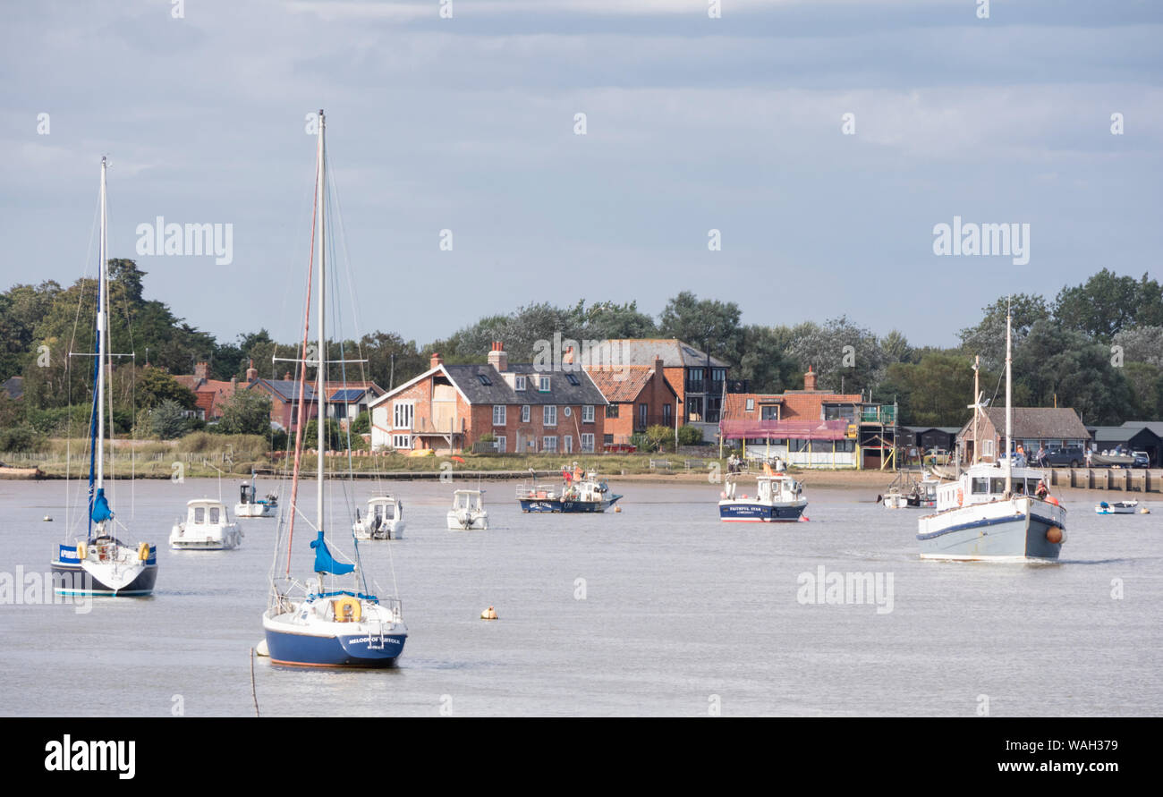 The River Ore looking towards the coastal village of Orford, Suffolk coast, England, UK Stock Photo