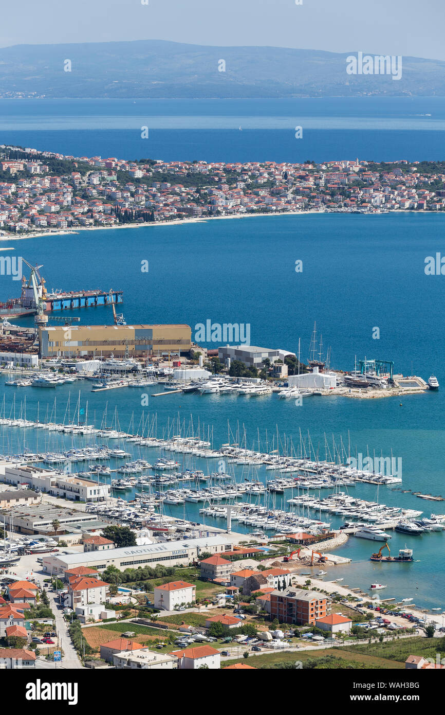 Trogir, Croatia. Sailboat port in Trogir. Harbor Stock Photo
