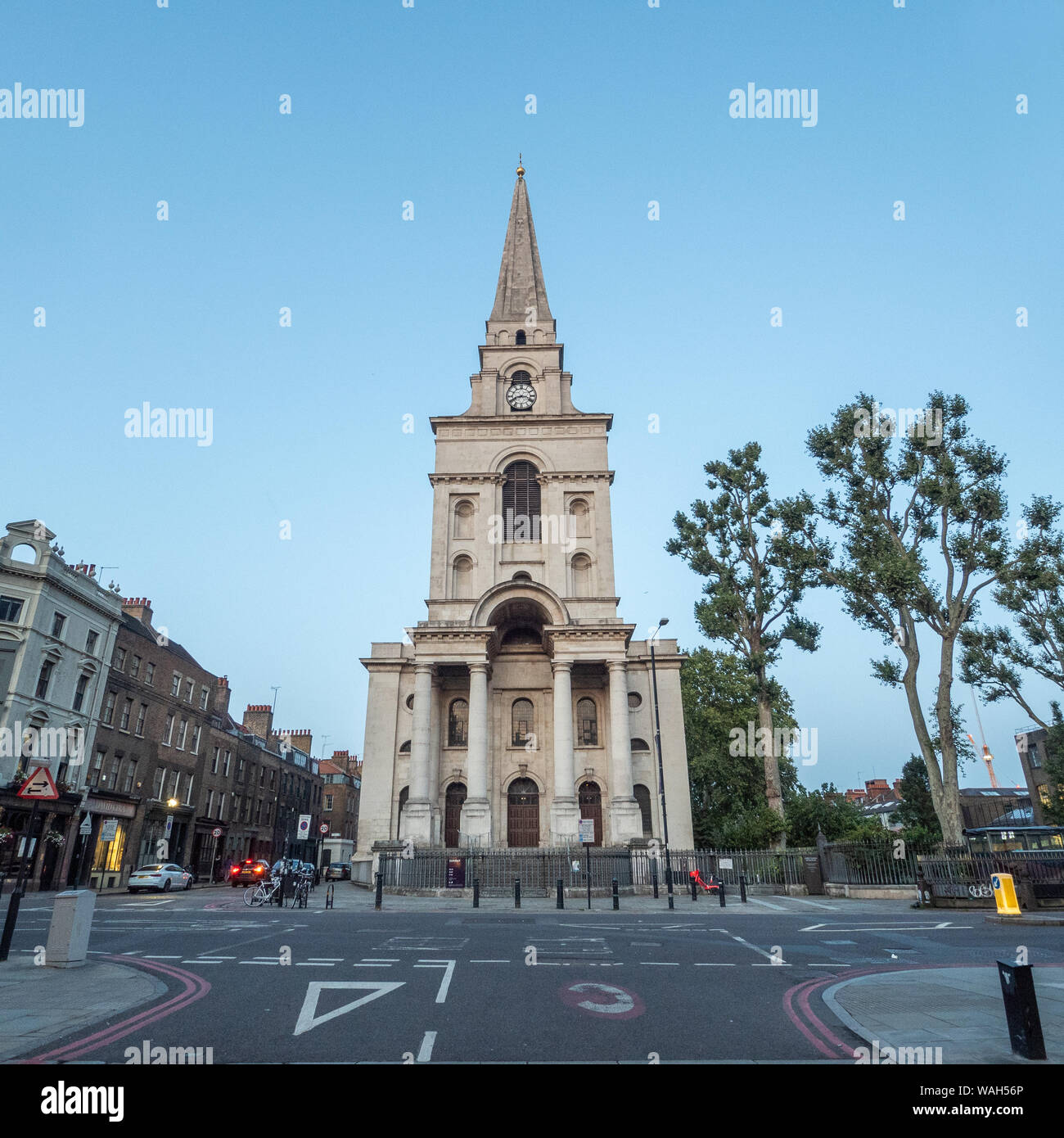 Christ Church Spitalfields (Designed by Nicholas Hawksmoor), Commercial Street, London, England. Stock Photo