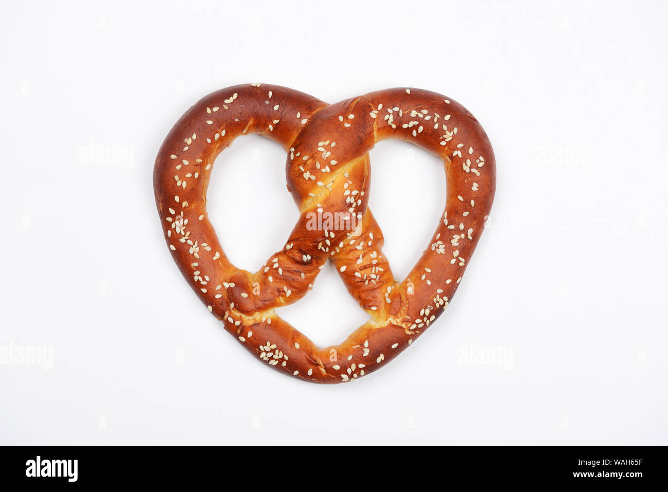 The hand-made pretzel for Octoberfest party on white background Stock Photo