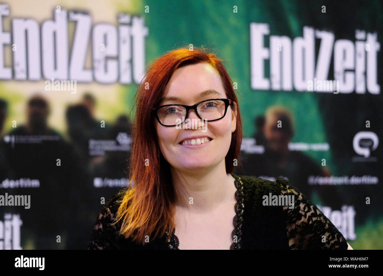 Leipzig, Germany. 20th Aug, 2019. Olivia Vieweg, comic-strip writer, is at the press briefing for the film End Time. The horror film will be released in German cinemas on 22.08.2019. Credit: Sebastian Willnow/dpa-Zentralbild/dpa/Alamy Live News Stock Photo