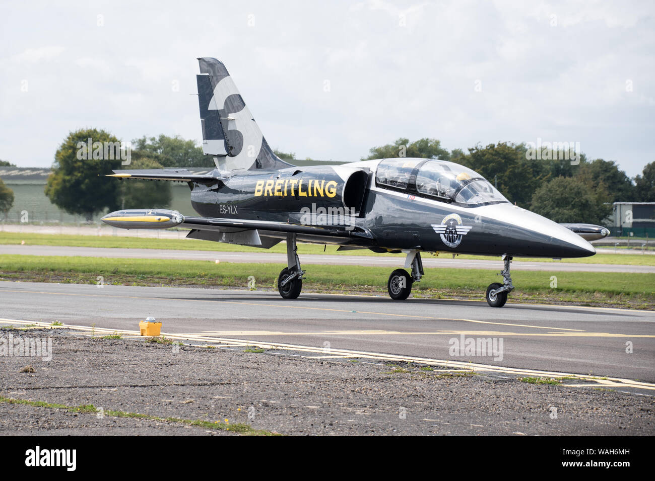 Breitling Jet Team on taxiway before performance at an airshow Stock Photo