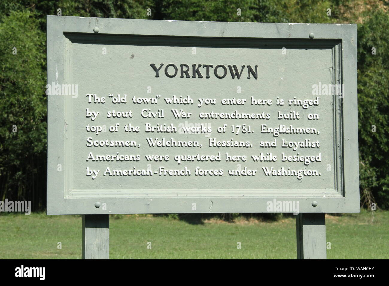 Historical marker in Yorktown, VA, USA Stock Photo - Alamy