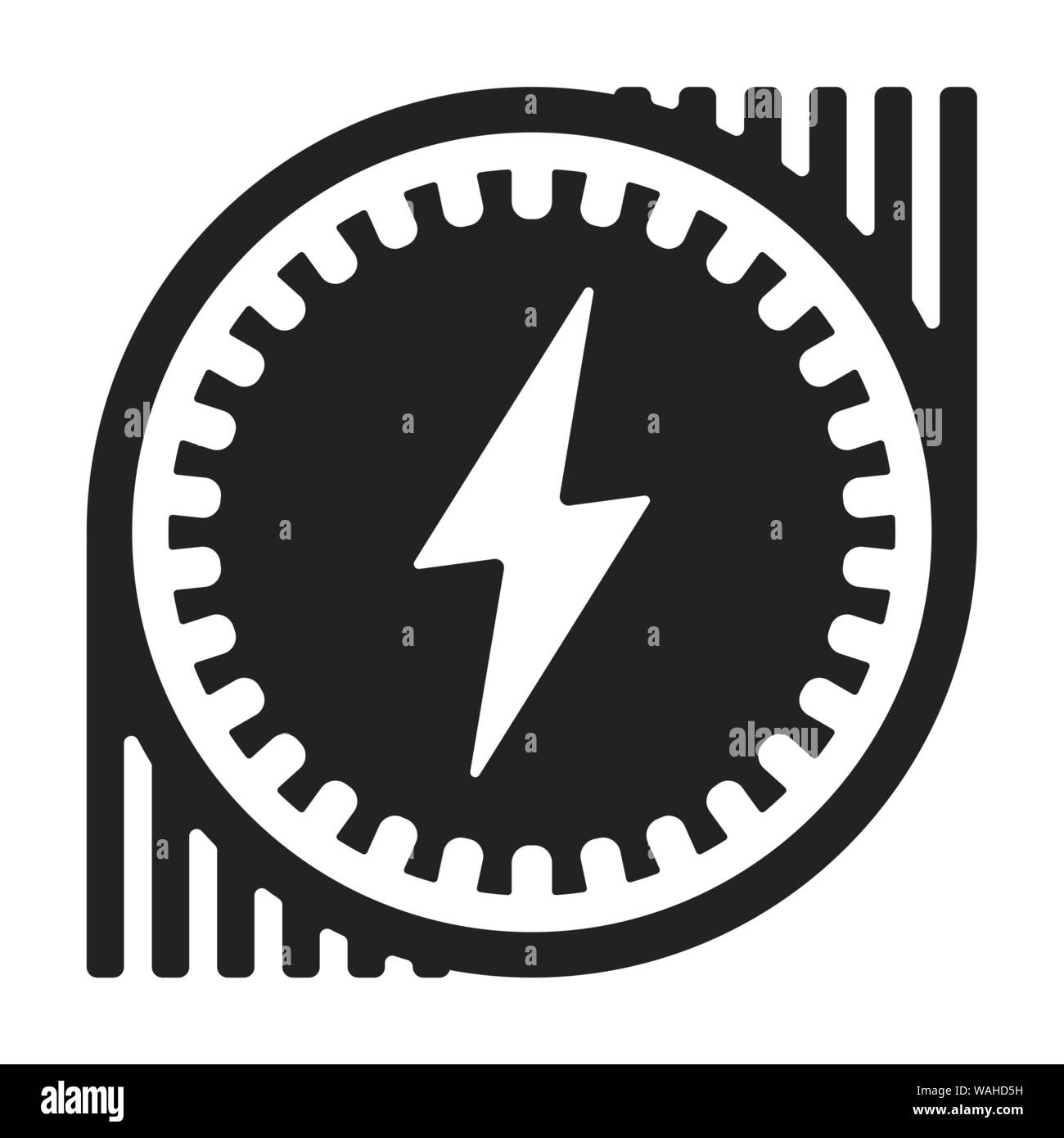Vector illustration. Electric motor engine icon in geometric and flat