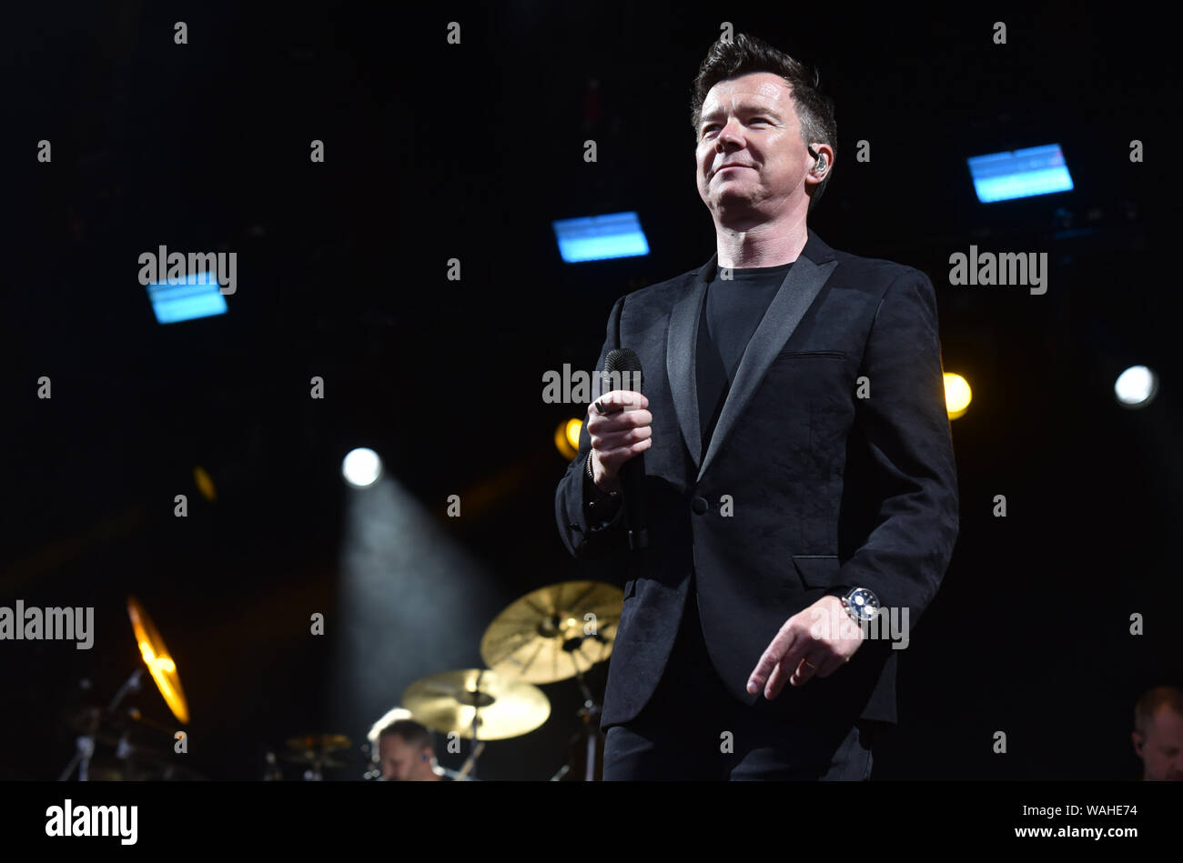 80 s Pop Star Rick Astley Performing At Haydock Park Racecourse 80 s Pop Star Rick Astley Performing At Haydock Park Racecourse