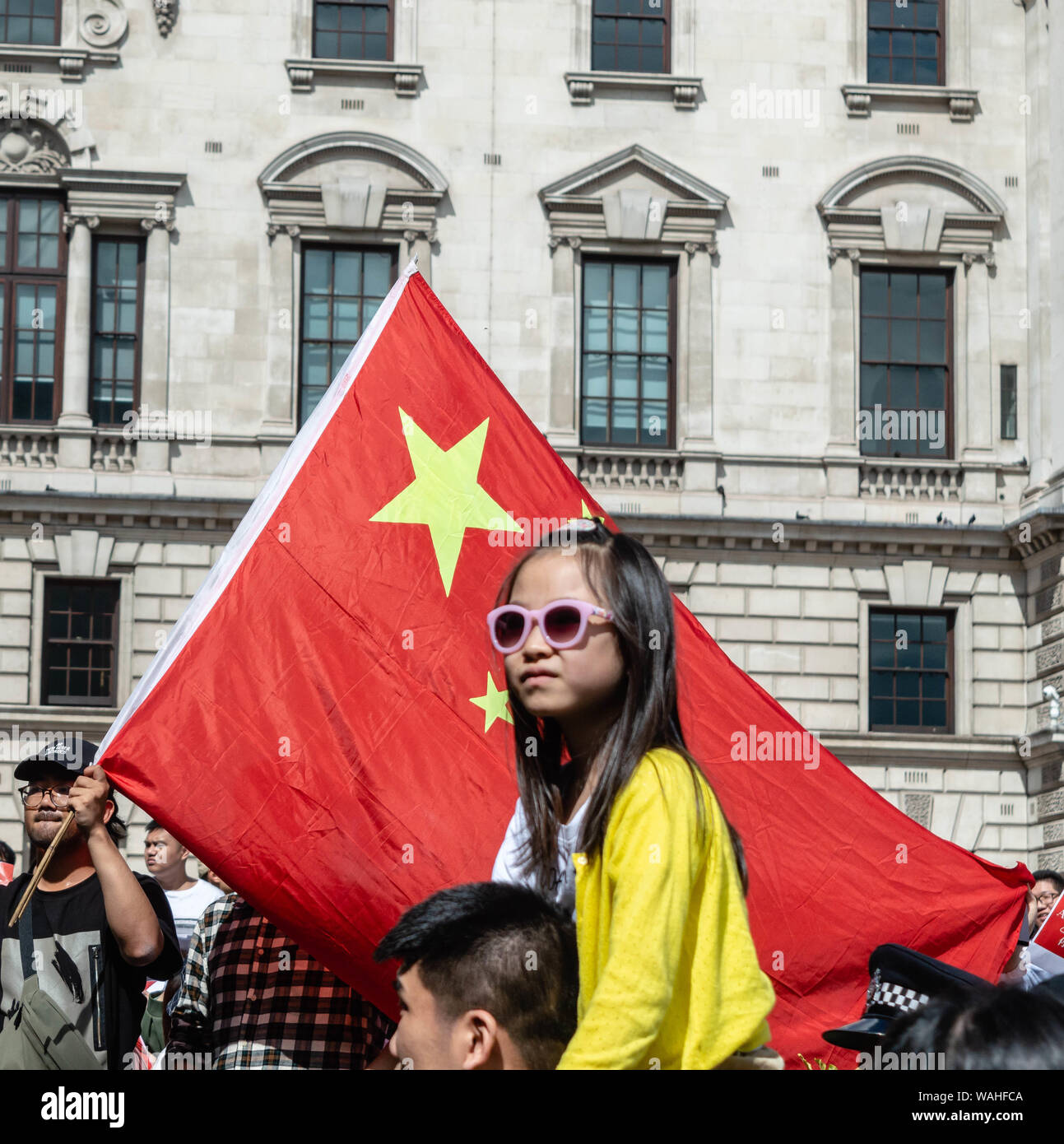 A child attends the UK Solidarity with Hong Kong Rally. Stock Photo