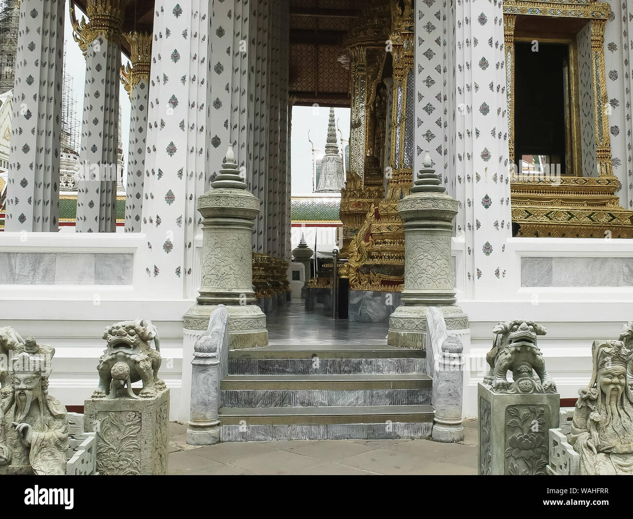 entrance to the ordination hall at wat arun temple in bangkok Stock Photo