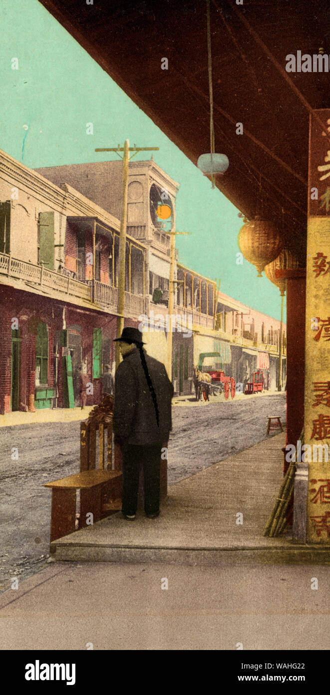 A street in Chinatown, Los Angeles, circa 1900 Stock Photo