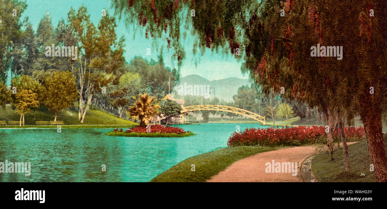 Hollenbeck Park, Los Angeles, circa 1901 Stock Photo