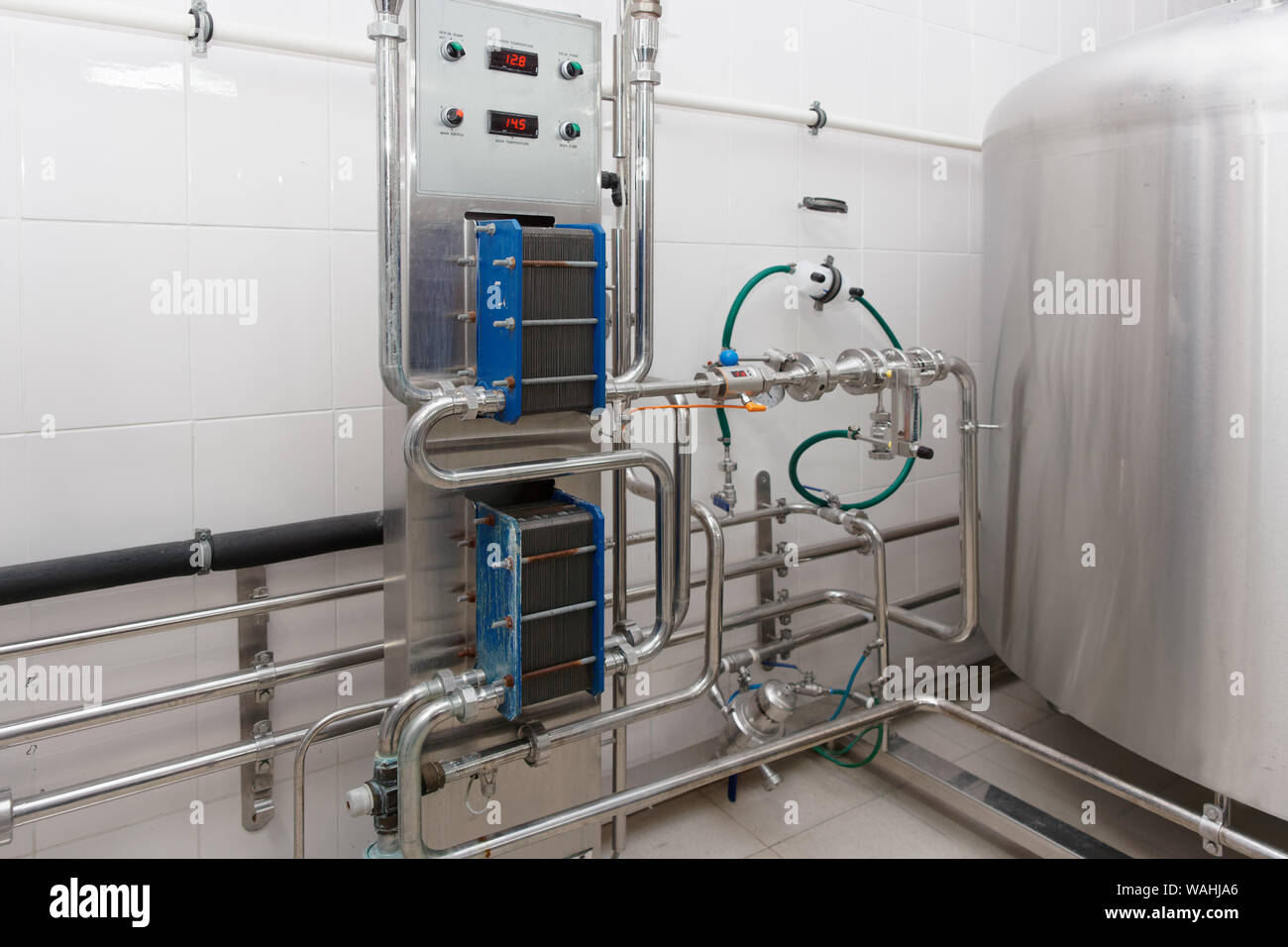 Beer mash cooling system, heat exchangers, brewery equipment Stock