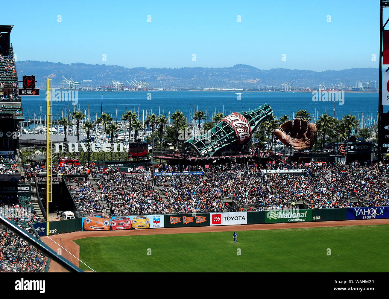 San francisco Bay viewed from Oracle Park, San Francisco Giants baseball team Stadium, California Stock Photo