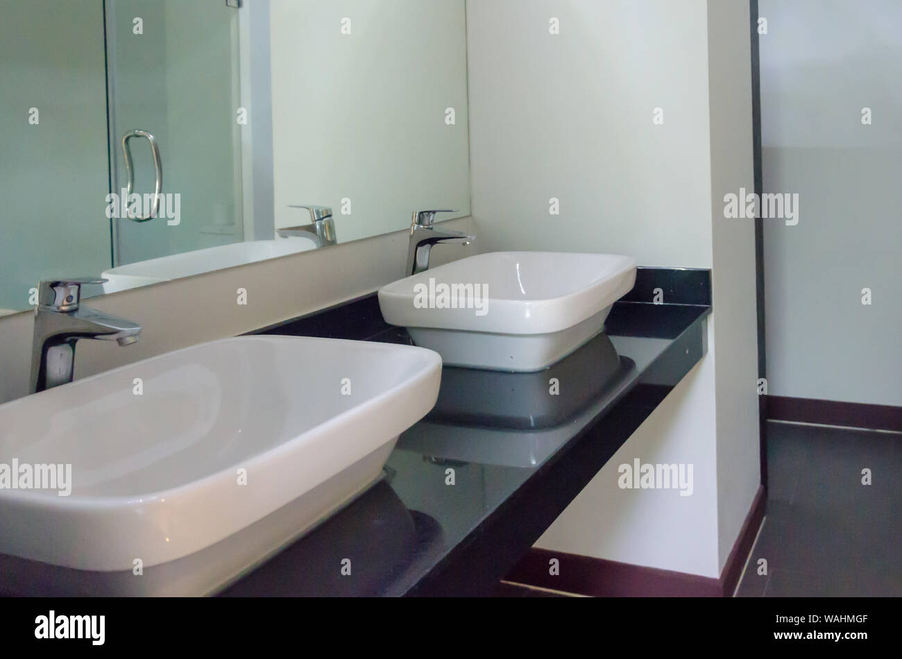 Sinks in two water basins. Stock Photo