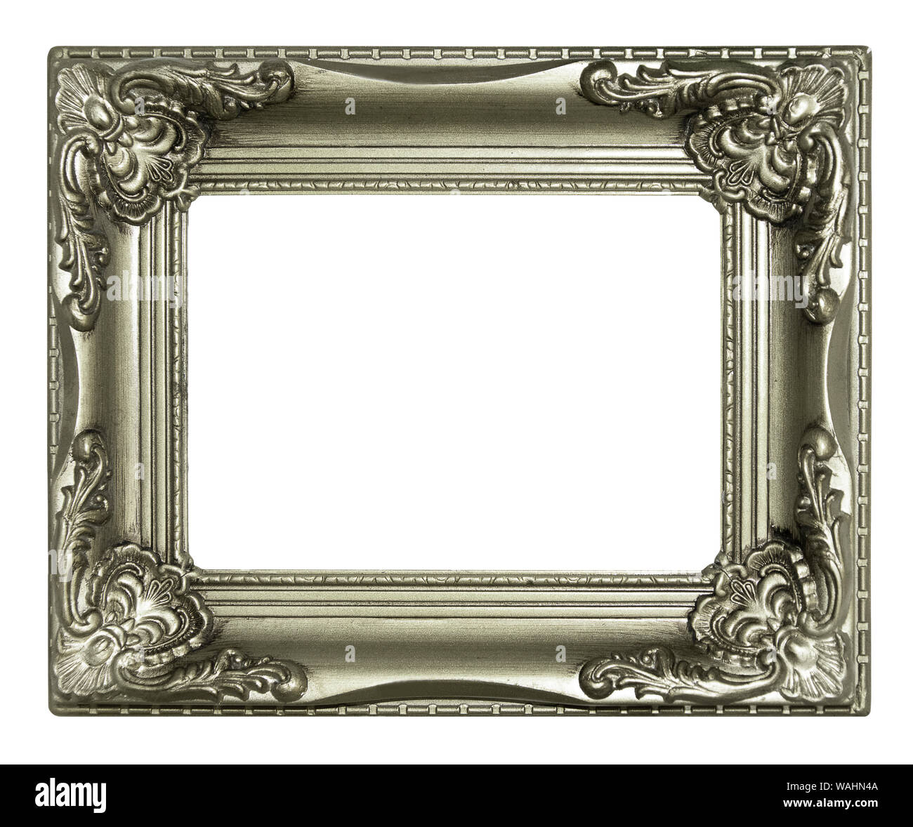 Silver picture frame isolated on white background Stock Photo - Alamy