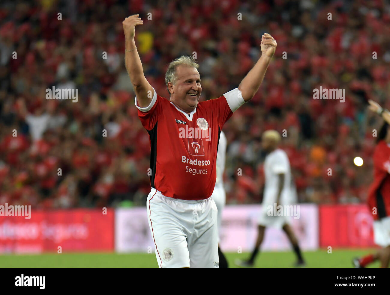December 27, 2017. Former player and soccer coach Zico celebrates his goal during the friendly game of Stars at the Maracanã stadium in the city of Ri Stock Photo