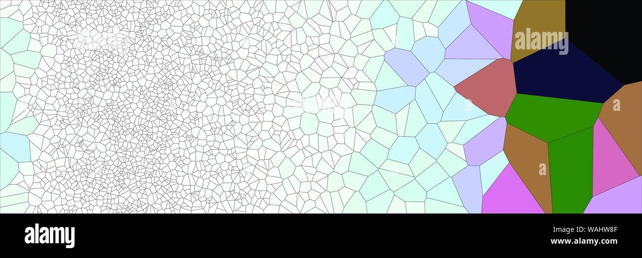 Stained glass colorful voronoi polygonal algorithm background, vector abstract. Irregular cells pattern. 2D Geometric shapes grid texture. Aspect Rati Stock Vector