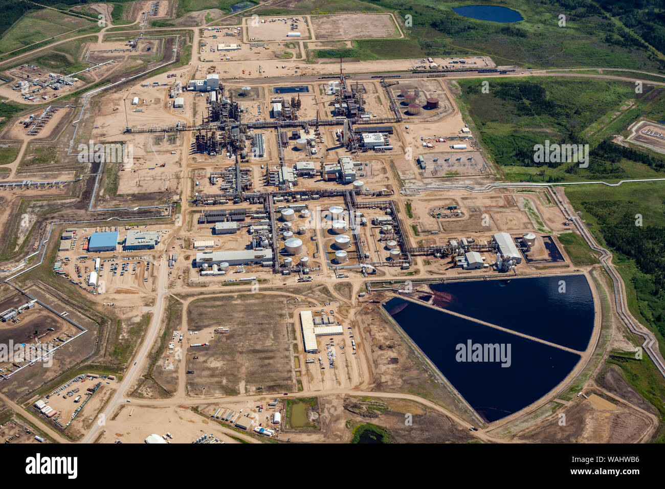 CNOOC (formerly Nexen) Steam Assisted Gravity Drainage (SAGD) oil sands upgrader project at Long Lake, 40 km southeast of Fort McMurray. Stock Photo