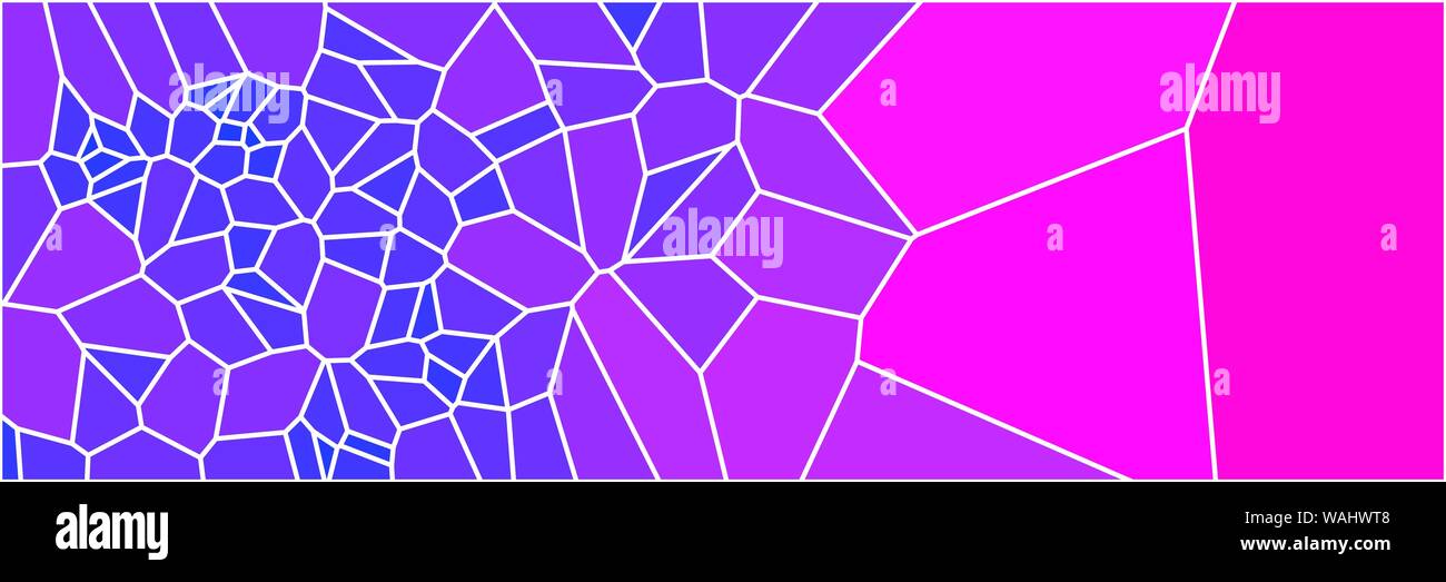 Stained glass colorful voronoi polygonal algorithm background, vector abstract. Irregular cells pattern. 2D Geometric shapes grid texture. Aspect Rati Stock Vector