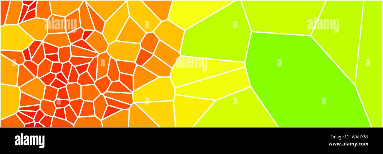 Stained glass colorful voronoi polygonal algorithm background, vector abstract. Irregular cells pattern. 2D Geometric shapes grid texture. Aspect Rati Stock Vector