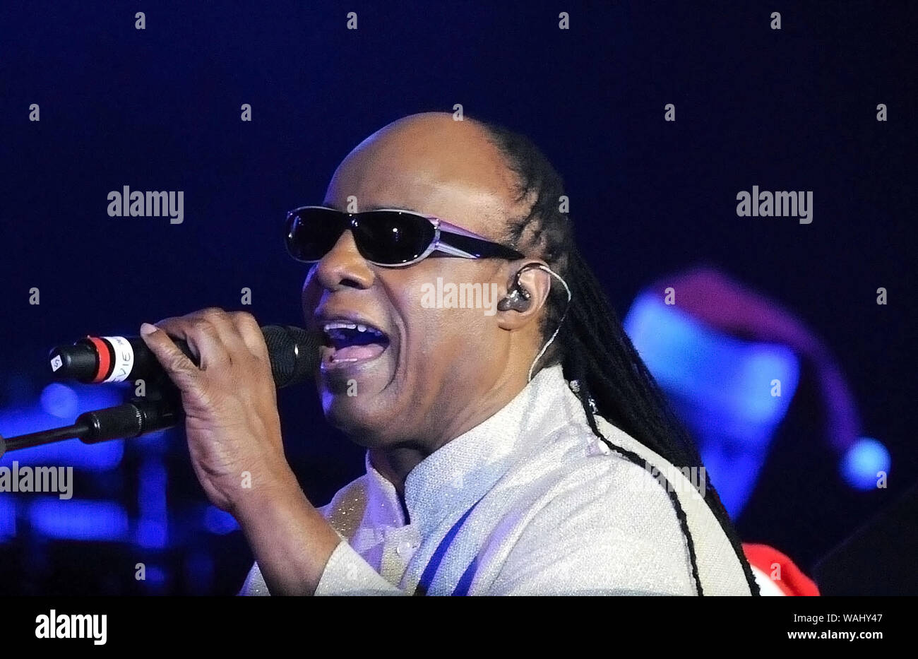 Rio de Janeiro, December 25, 2012.Cantor and pianist Stevie Wonder, during her show on Christmas Day, on Copacabana Beach, in the city of Rio de Janei Stock Photo