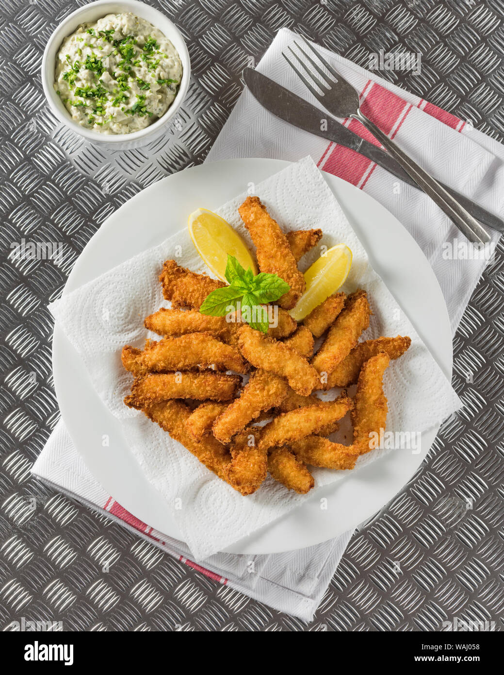 Fish goujons with tartare sauce Stock Photo Alamy