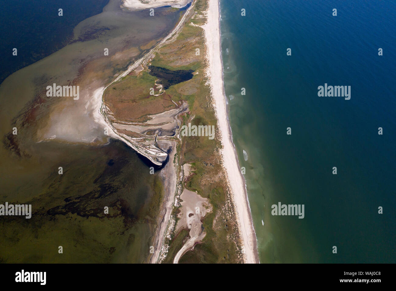 Tuzly Lagoons National Nature Park, aerial view of sea Stock Photo