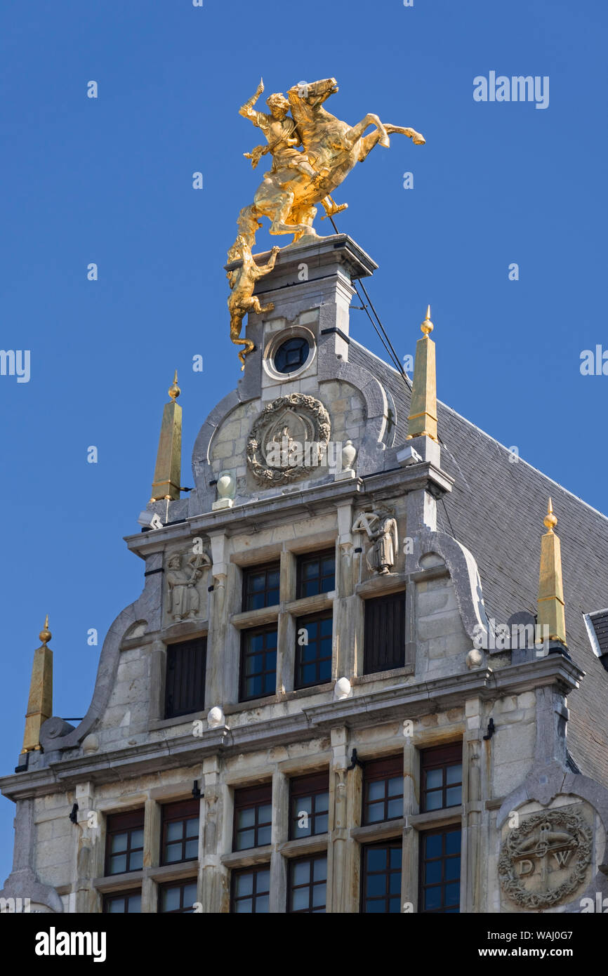 Guildhouse gable  Grote Markt Antwerp Belgium Stock Photo