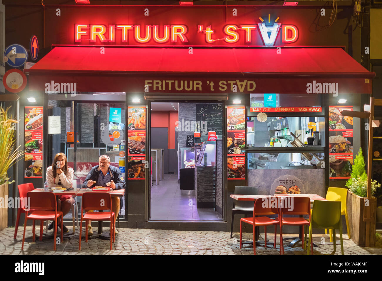Frituur Chip Shop Melkmarkt Old Town Antwerp Belgium Stock Photo