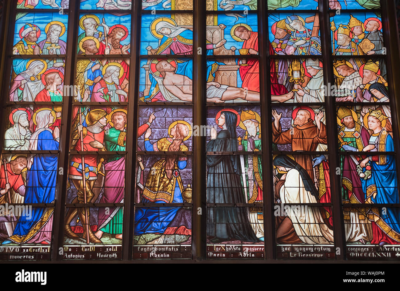 Stained glass window Cathedral of Our Lady Antwerp Belgium Stock Photo